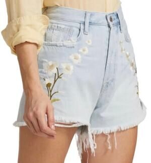 7 For All Mankind The Easy Ruby Cut Off Short Floral Embroidered Jean 27